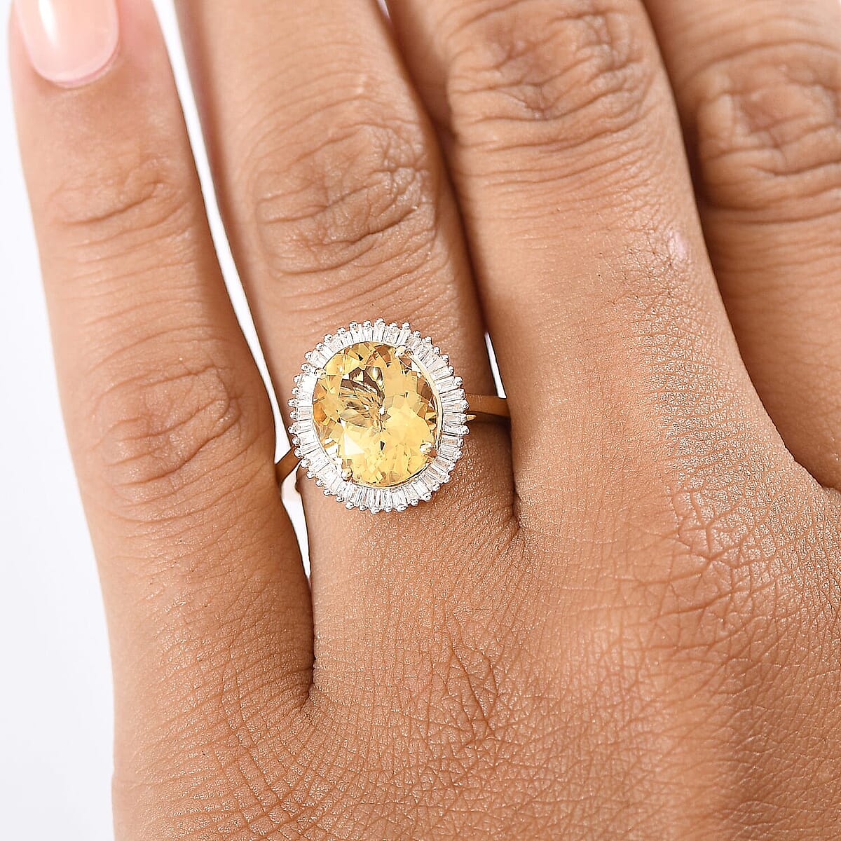 Luxoro Brazilian Heliodor, Diamond Ring in 10K Yellow Gold 4.40 ctw (Size 6.5) image number 2