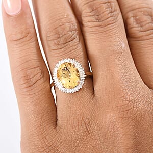 Luxoro Brazilian Heliodor, Diamond Ring in 10K Yellow Gold 4.40 ctw (Size 6.5)