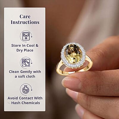 Luxoro Brazilian Heliodor, Diamond Ring in 10K Yellow Gold 4.40 ctw (Size 7.0)