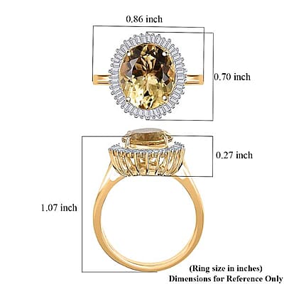 Luxoro Brazilian Heliodor, Diamond Ring in 10K Yellow Gold 4.40 ctw (Size 7.0)