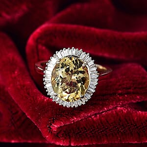 Luxoro Brazilian Heliodor, Diamond Ring in 10K Yellow Gold 4.40 ctw (Size 7.5)