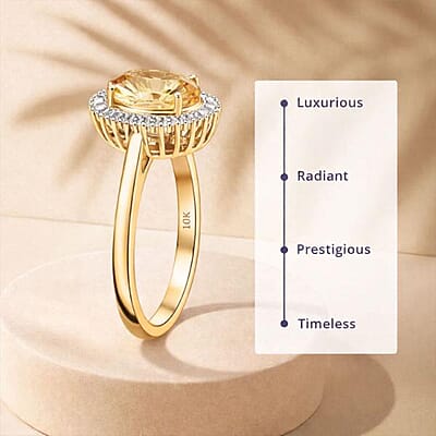Luxoro Brazilian Heliodor, Diamond Ring in 10K Yellow Gold 4.40 ctw (Size 8.0)