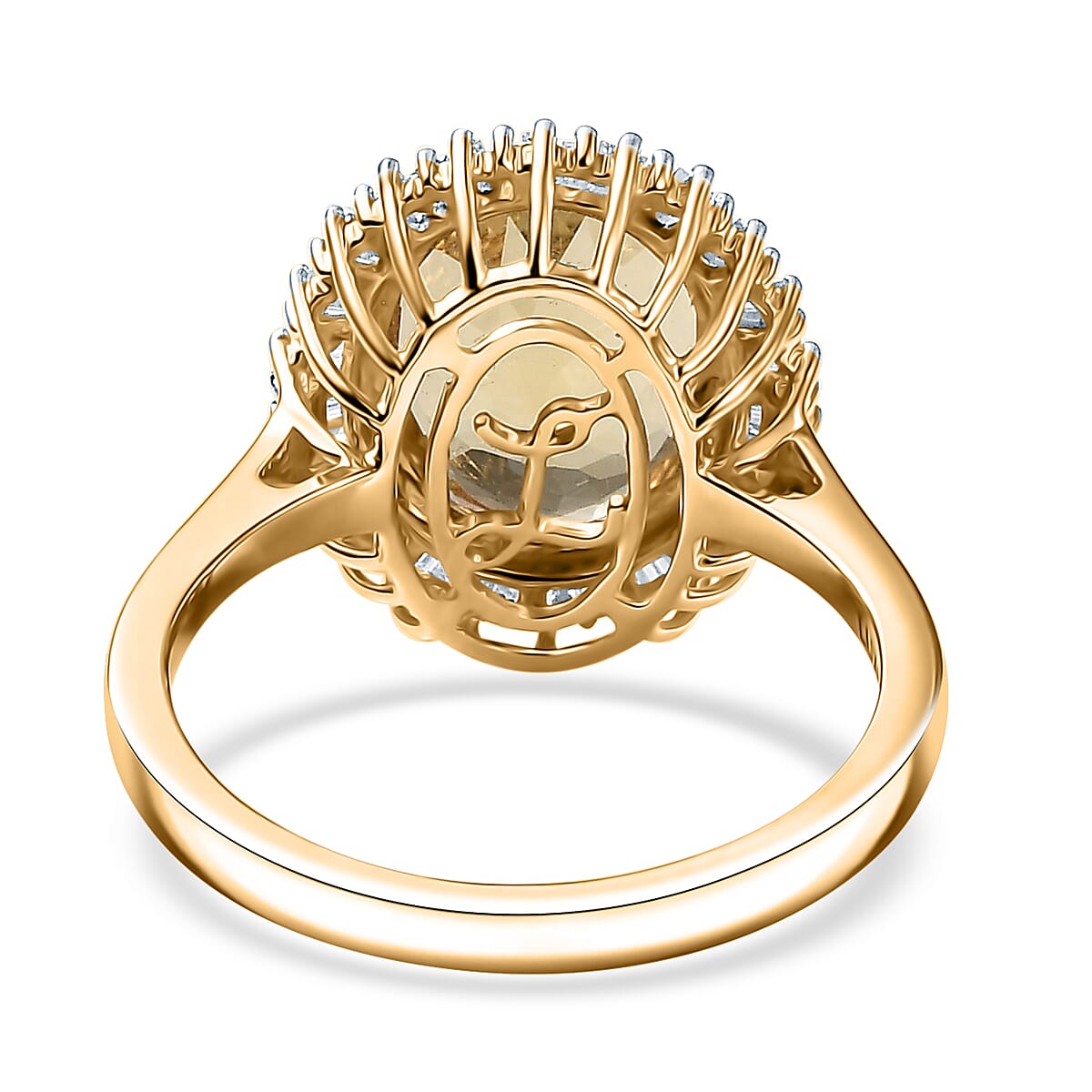 Luxoro Premium Brazilian Heliodor and G-H I2 Diamond 4.40 ctw Ring in 10K Yellow Gold (Size 8.0) image number 4