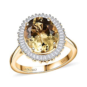 Luxoro Brazilian Heliodor, Diamond Ring in 10K Yellow Gold 4.40 ctw (Size 8.5)
