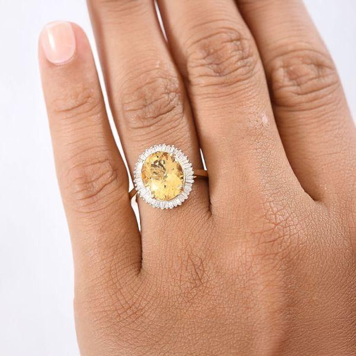 Luxoro Brazilian Heliodor, Diamond Ring in 10K Yellow Gold 4.40 ctw (Size 8.5) image number 1