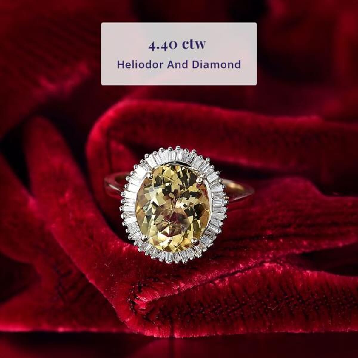 Luxoro Brazilian Heliodor, Diamond Ring in 10K Yellow Gold 4.40 ctw (Size 8.5) image number 2
