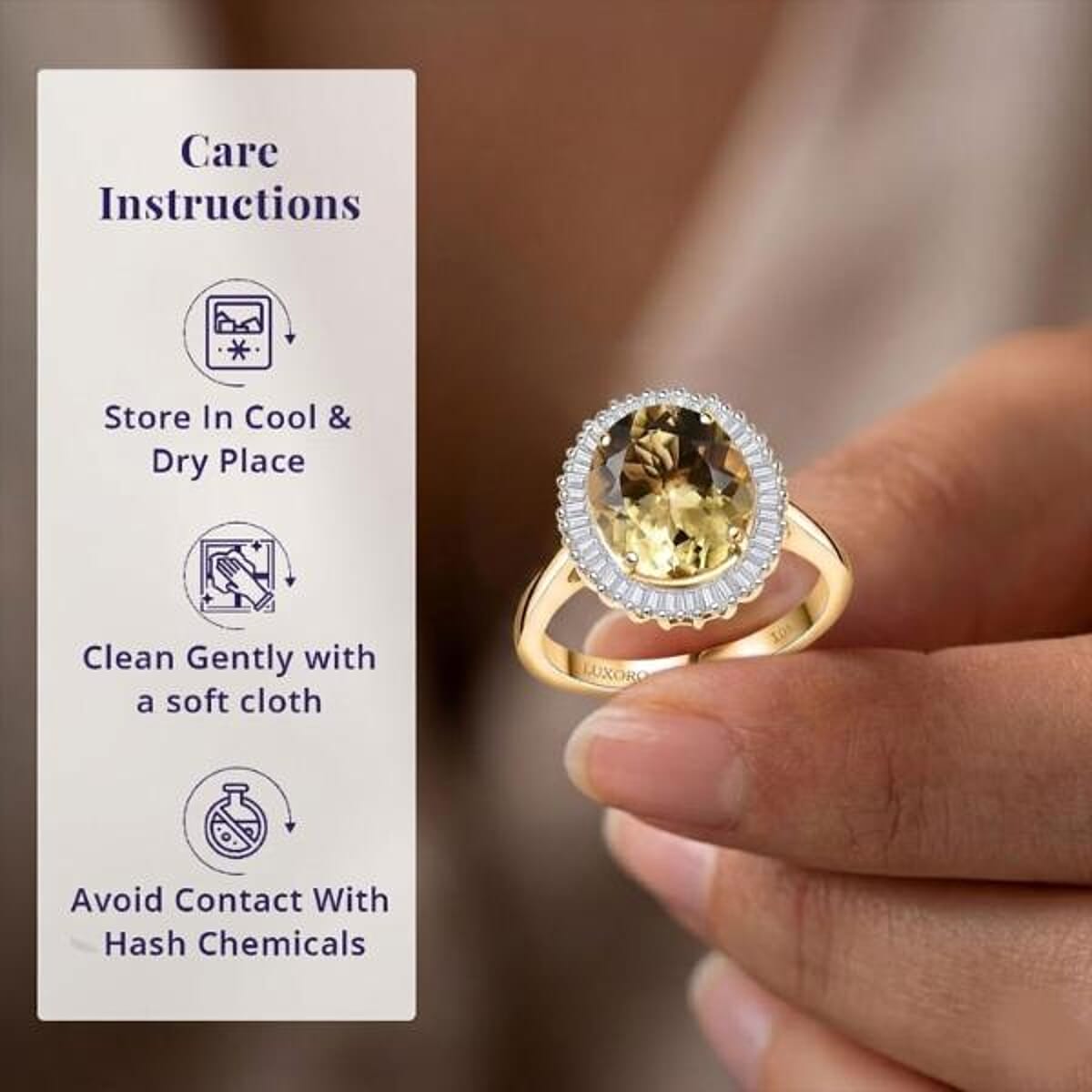 Luxoro Brazilian Heliodor, Diamond Ring in 10K Yellow Gold 4.40 ctw (Size 8.5) image number 4