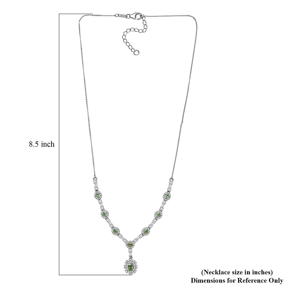 D'Joy Premium Ambanja Demantoid Garnet and Moissanite 4.65 ctw Forest Gleam Necklace in Rhodium Over Sterling Silver 18 Inches image number 5