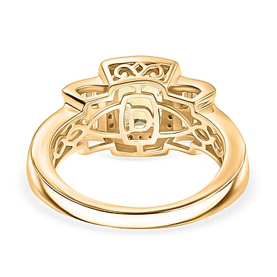 D'Joy AAA Brazilian Heliodor, Moissanite Ring in 18K Vermeil YG Over Sterling Silver 2.60 ctw (Size 10.0)