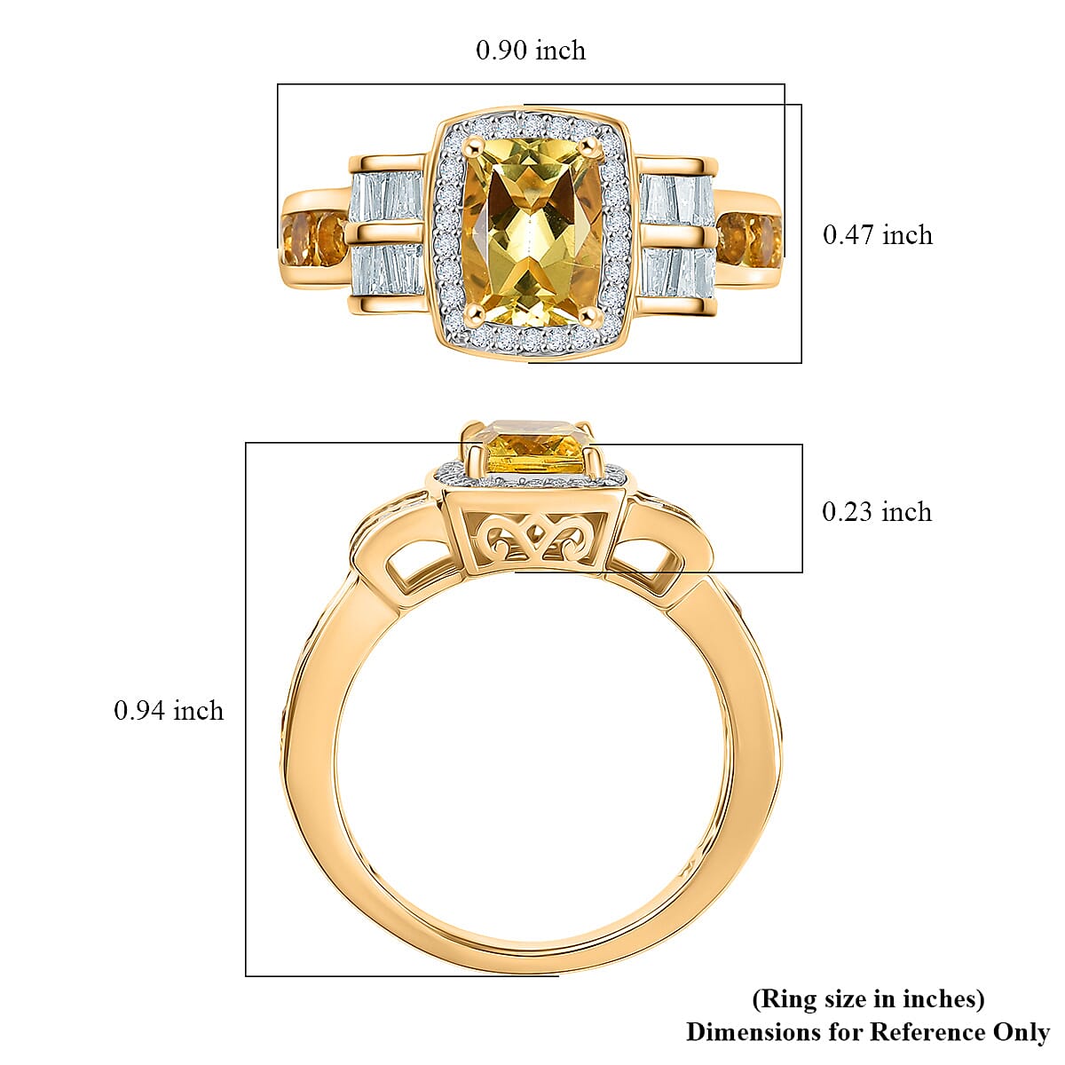 D'Joy AAA Brazilian Heliodor and Moissanite 2.60 ctw Suncrest Ring in 18K Vermeil Yellow Gold Over Sterling Silver (Size 7.0) image number 5