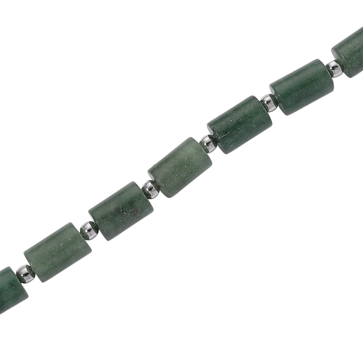 Green Aventurine 204.00 ctw Barrel Necklace in Silvertone 18-20 Inches image number 4