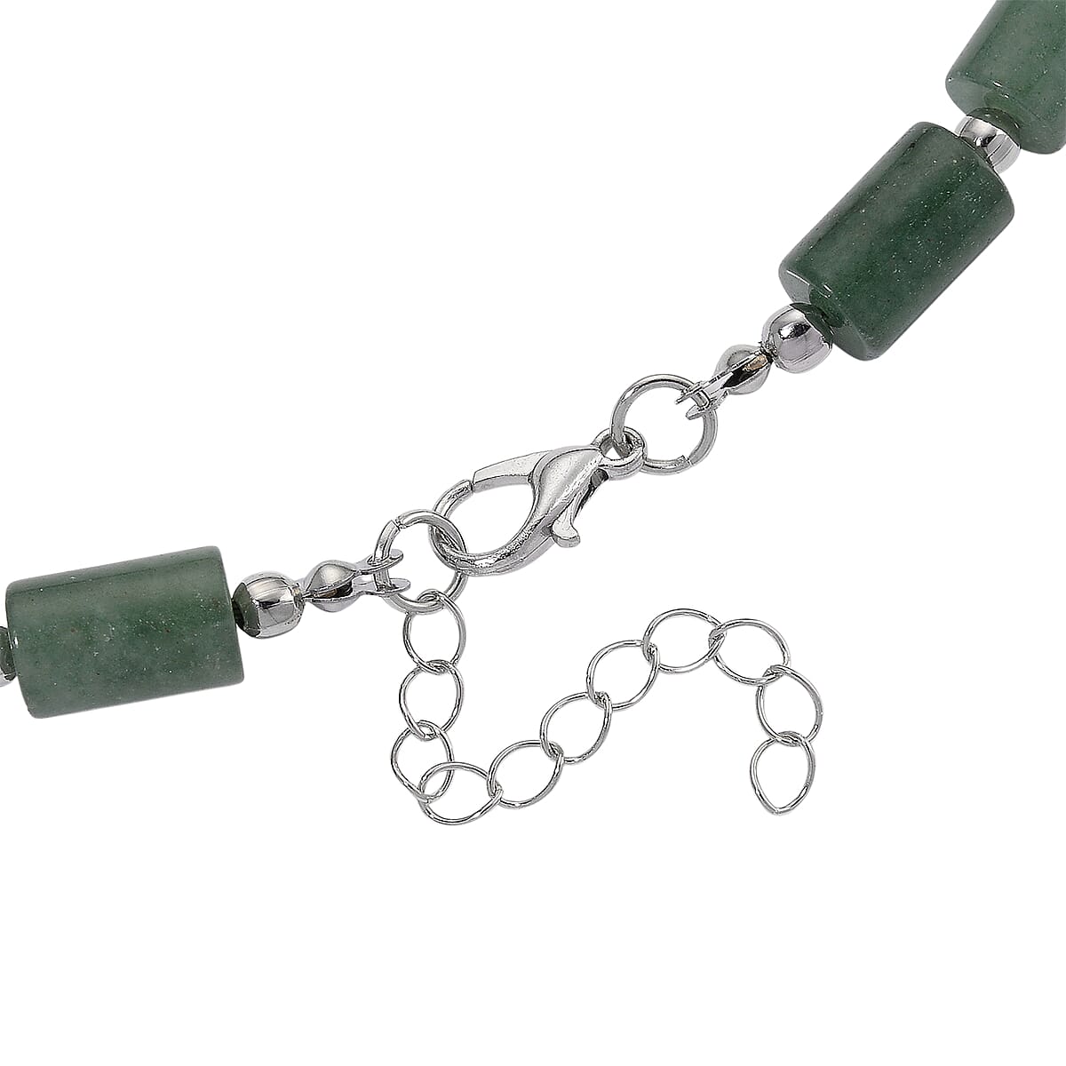 Green Aventurine 204.00 ctw Barrel Necklace in Silvertone 18-20 Inches image number 5