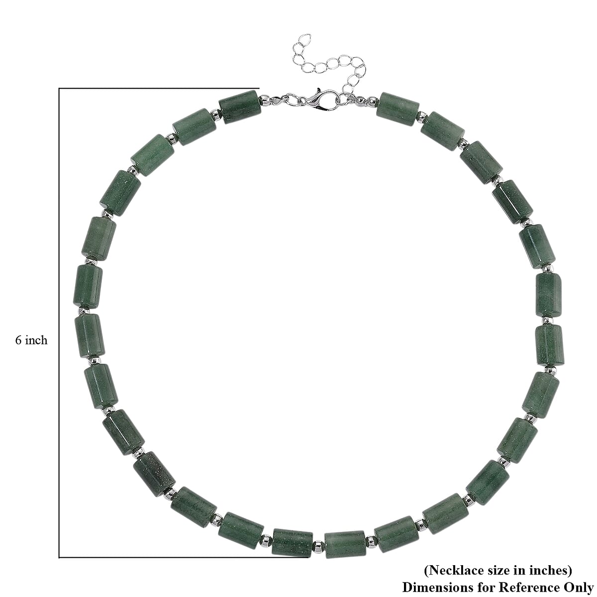 Green Aventurine 204.00 ctw Barrel Necklace in Silvertone 18-20 Inches image number 6