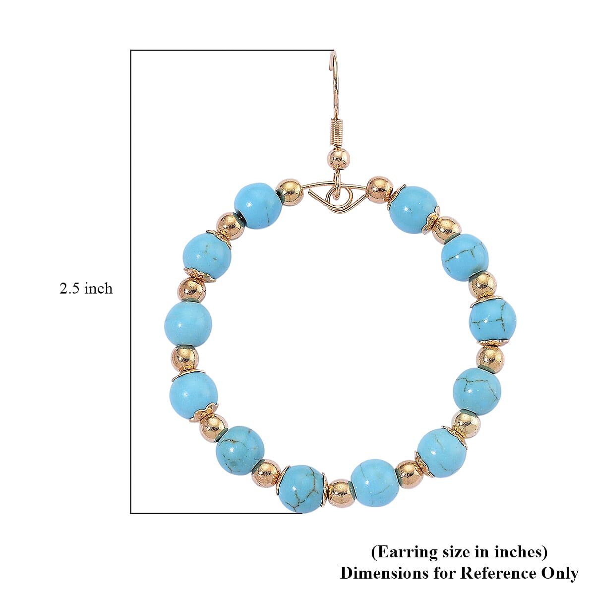 Blue Howlite 20.00 ctw Beaded Earrings in Goldtone and Stainless Steel