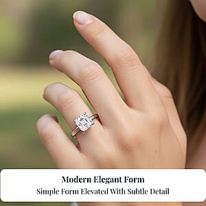 D'Joy Asscher Cut Moissanite 1.90 ctw Ring in Rhodium Over Sterling Silver (Size 9.0) 