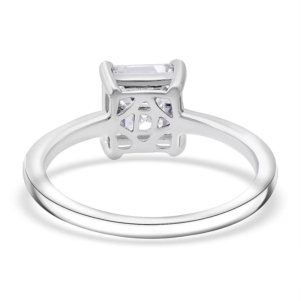 D'Joy Asscher Cut Moissanite 1.90 ctw Ring in Rhodium Over Sterling Silver (Size 9.0)  image number 7