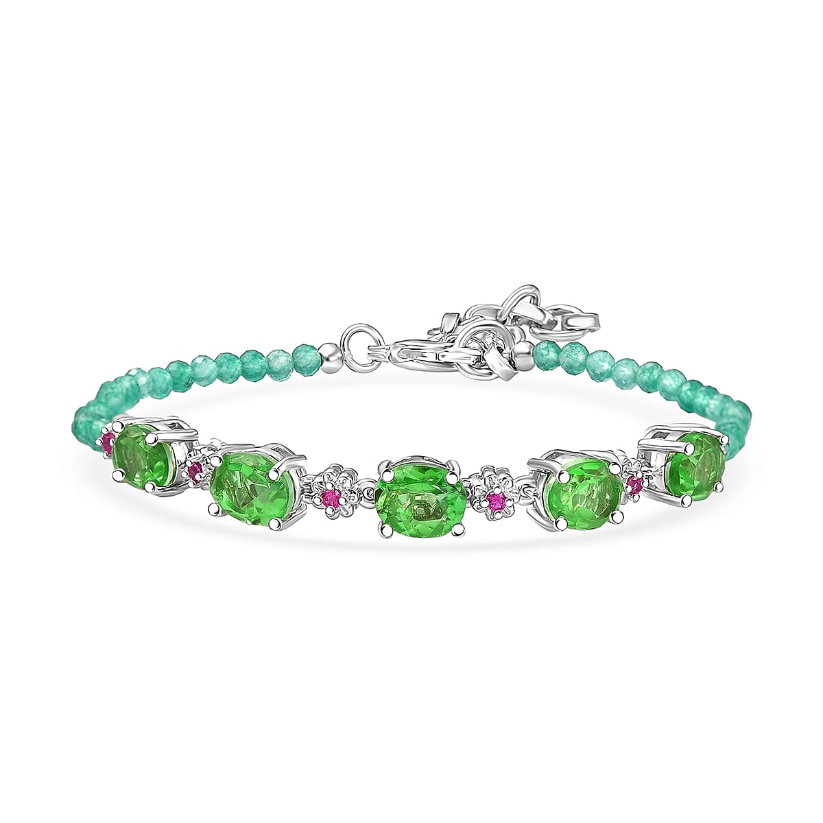 EverTrue Chartreuse Quartz (Triplet) and Multi Gemstone 15.40 ctw Bracelet in Platinum Bond (7.25 In) image number 0
