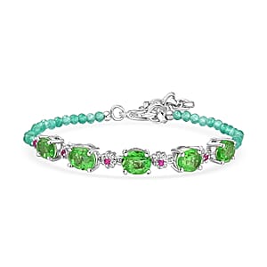 EverTrue Chartreuse Quartz (Triplet) and Multi Gemstone 15.40 ctw Bracelet in Platinum Bond (7.25 In)