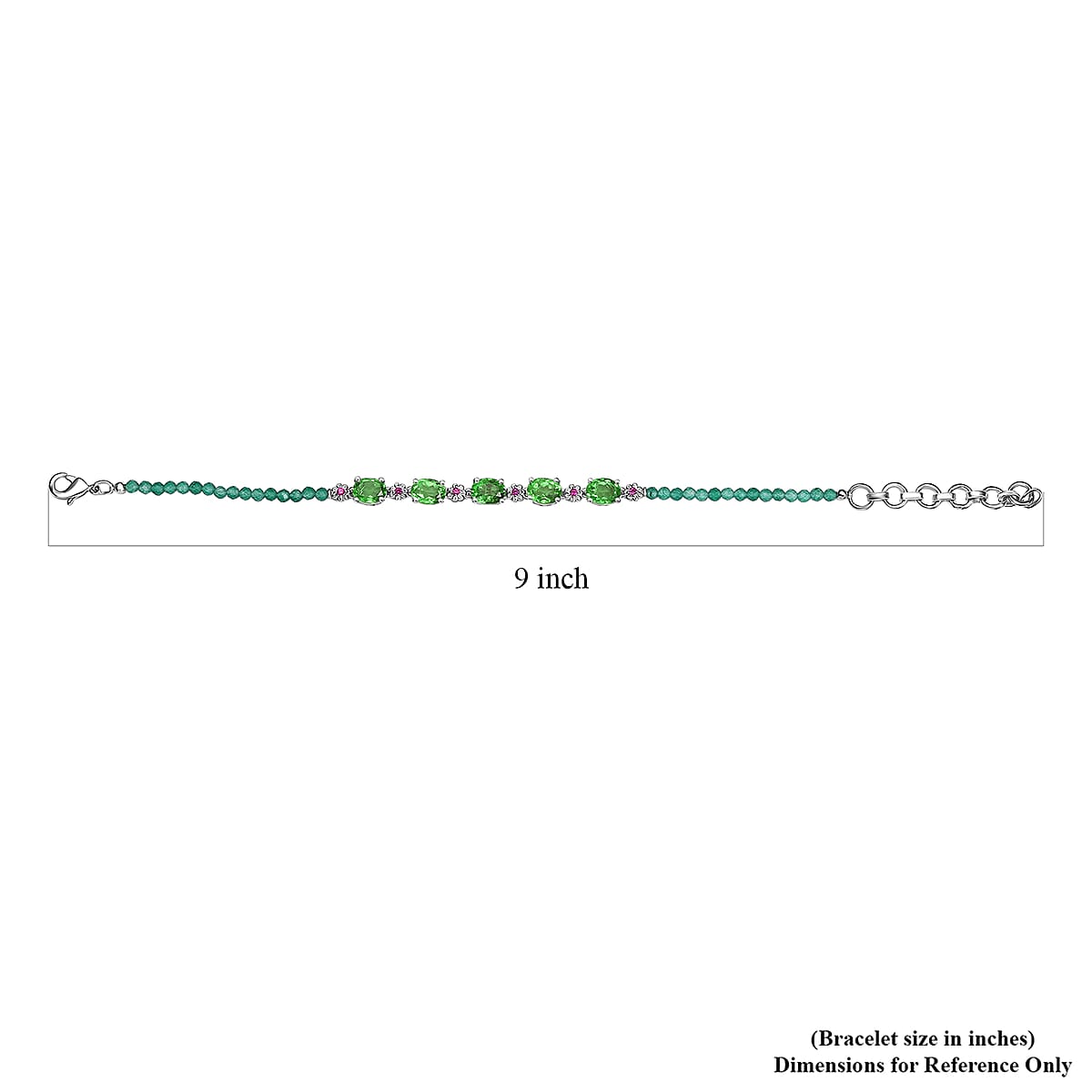 EverTrue Chartreuse Quartz (Triplet) and Multi Gemstone 15.40 ctw Bracelet in Platinum Bond (7.25 In) image number 4