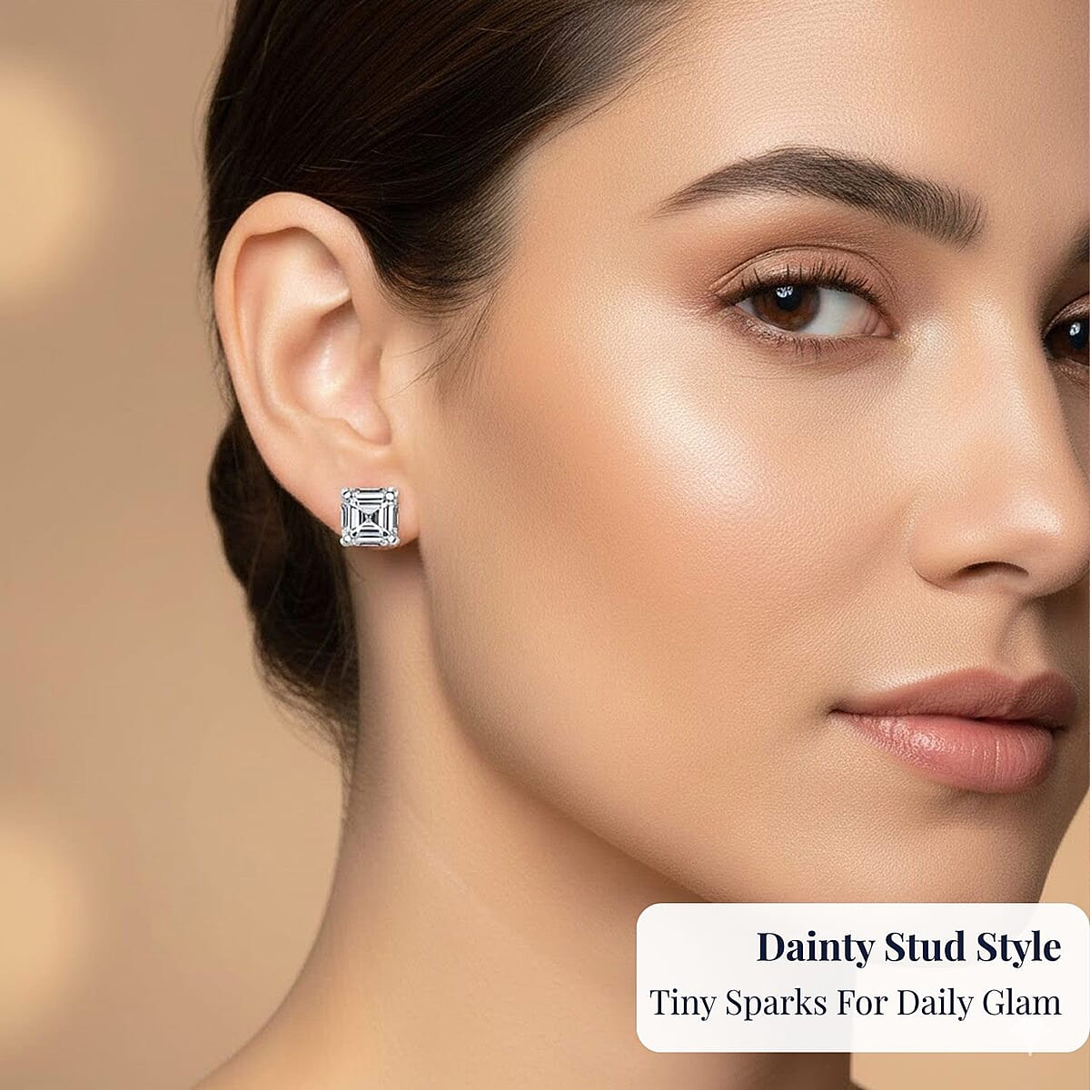 D'Joy Asscher Cut Moissanite 2.25 ctw Stud Earrings in Rhodium Over Sterling Silver  image number 1