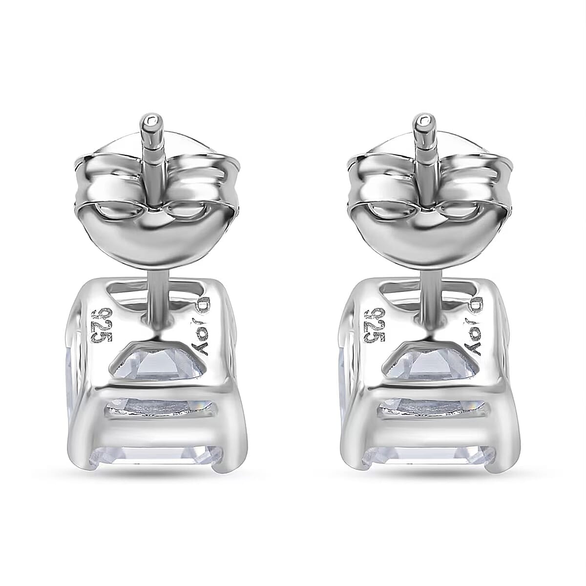 D'Joy Asscher Cut Moissanite 2.25 ctw Stud Earrings in Rhodium Over Sterling Silver  image number 7