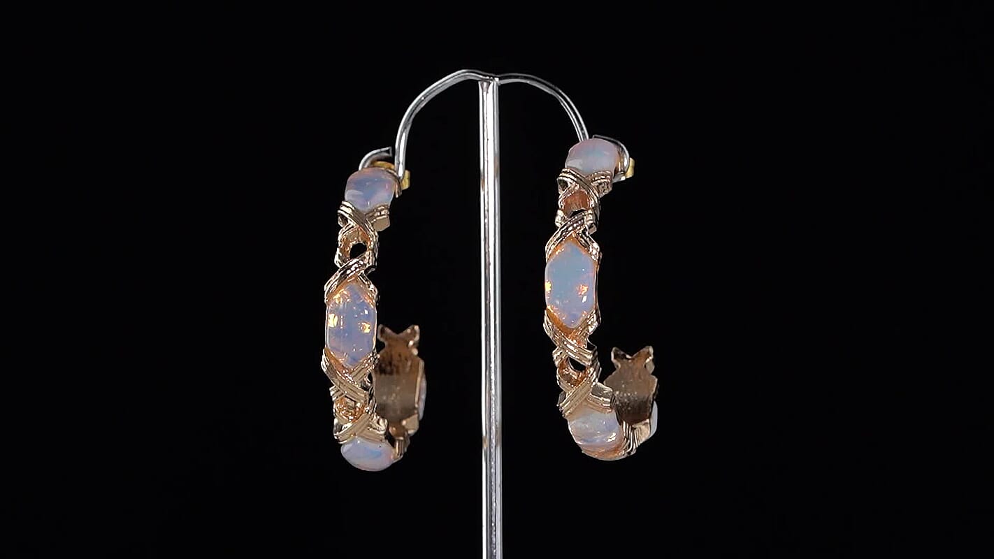 Opalite 30.00 ctw Molto Kiss Earrings in Goldtone and ION Plated YG Stainless Steel