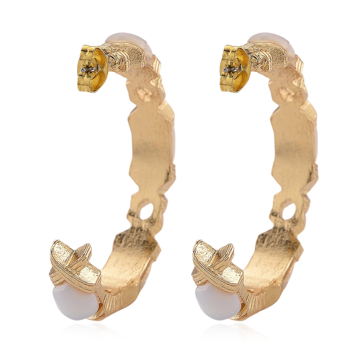 Opalite 30.00 ctw Molto Kiss Earrings in Goldtone and ION Plated YG Stainless Steel image number 4