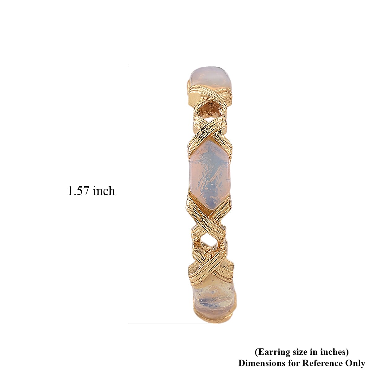 Opalite 30.00 ctw Molto Kiss Earrings in Goldtone and ION Plated YG Stainless Steel image number 5