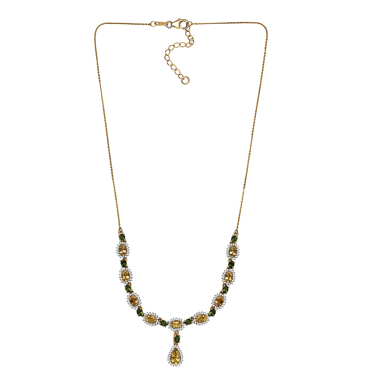D'Joy AAA Brazilian Heliodor and Multi Gemstone 7.60 ctw Twilight Majesty Necklace in 18K Vermeil Yellow Gold Over Sterling Silver 18 Inches image number 3