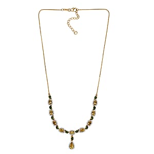 D'Joy AAA Brazilian Heliodor and Multi Gemstone 7.60 ctw Twilight Majesty Necklace in 18K Vermeil Yellow Gold Over Sterling Silver 18 Inches
