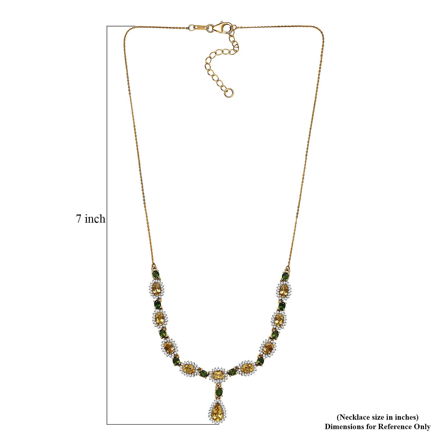 D'Joy AAA Brazilian Heliodor and Multi Gemstone 7.60 ctw Twilight Majesty Necklace in 18K Vermeil Yellow Gold Over Sterling Silver 18 Inches