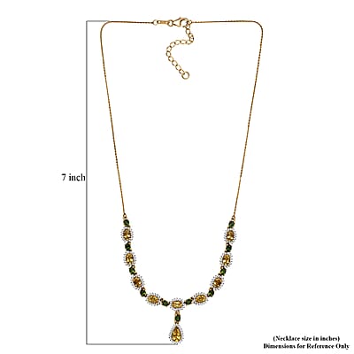 D'Joy AAA Brazilian Heliodor and Multi Gemstone 7.60 ctw Twilight Majesty Necklace in 18K Vermeil Yellow Gold Over Sterling Silver 18 Inches