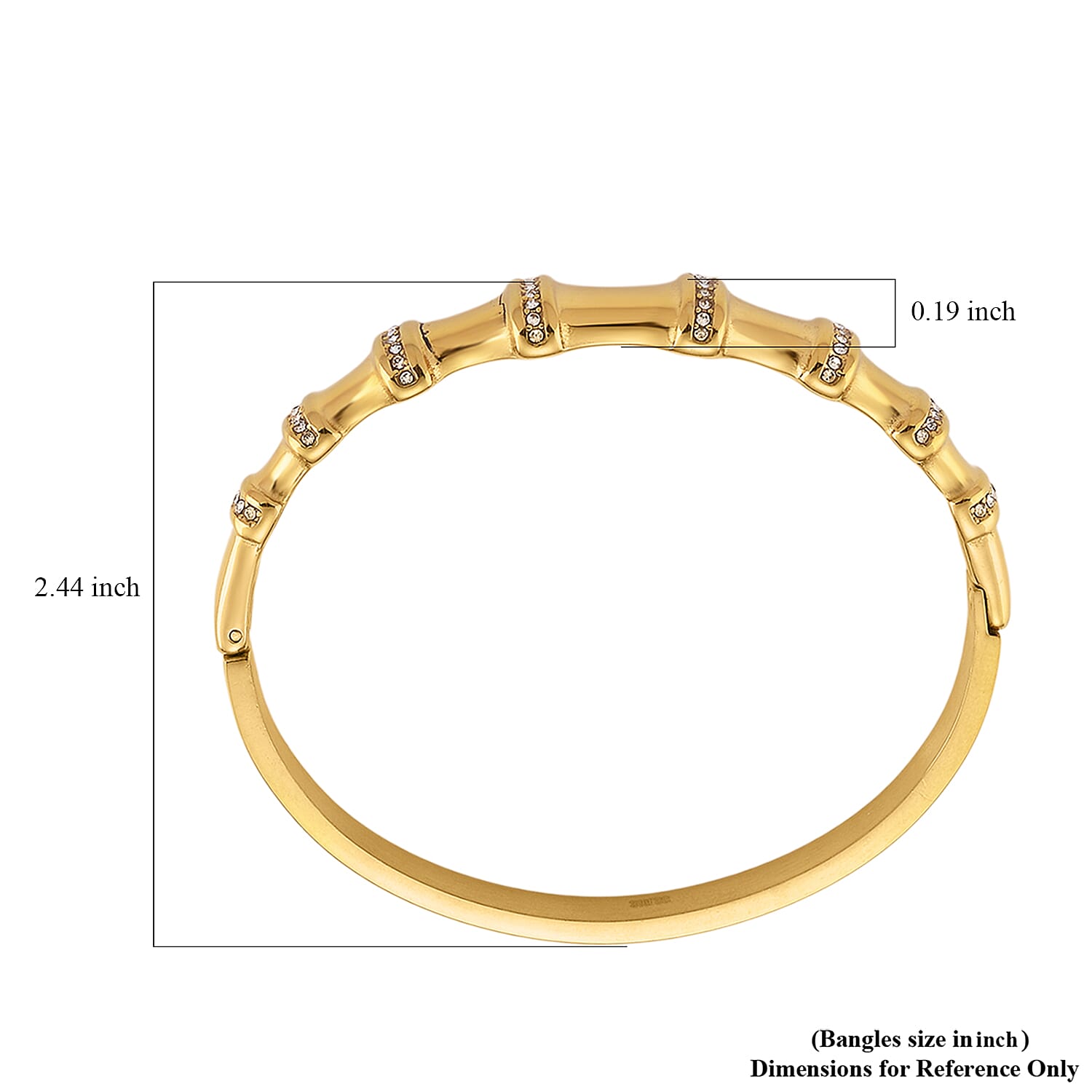 Austrian Crystal Bamboo Bangle Bracelet in ION Plated YG Stainless Steel (7.0In)