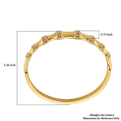 Austrian Crystal Bamboo Bangle Bracelet in ION Plated YG Stainless Steel (7.0In)