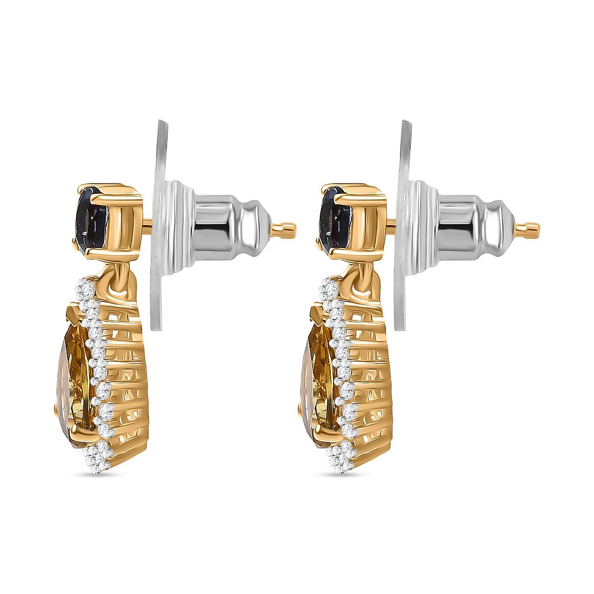 D'Joy Premium Brazilian Heliodor and Multi Gemstone 2.00 ctw Twilight Majesty Earrings in 18K Vermeil Yellow Gold Over Sterling Silver image number 3