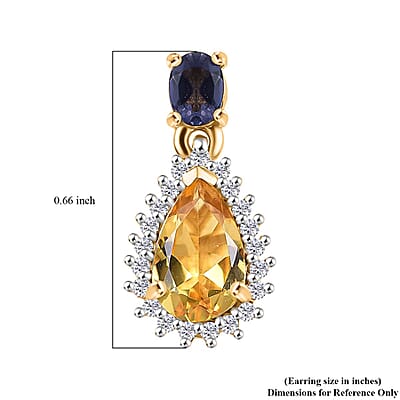 D'Joy Premium Brazilian Heliodor and Multi Gemstone 2.00 ctw Twilight Majesty Earrings in 18K Vermeil Yellow Gold Over Sterling Silver