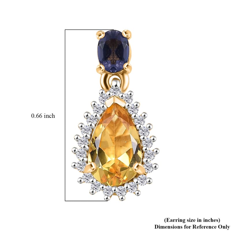 D'Joy Premium Brazilian Heliodor and Multi Gemstone 2.00 ctw Twilight Majesty Earrings in 18K Vermeil Yellow Gold Over Sterling Silver