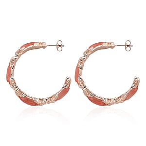 Cherry Quartz 30.00 ctw Molto Kiss Earrings in Rosetone and ION Plated RG Stainless Steel