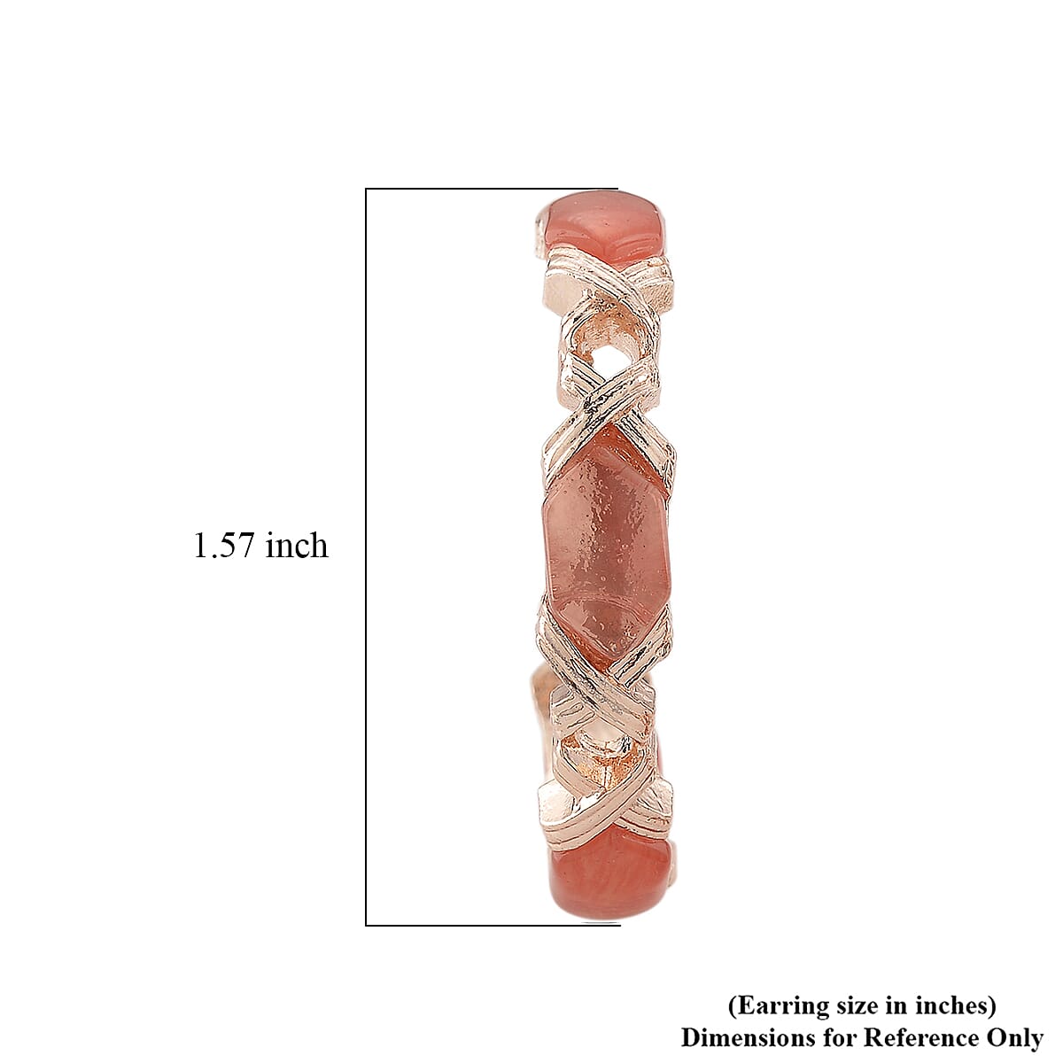 Cherry Quartz 30.00 ctw Molto Kiss Earrings in Rosetone and ION Plated RG Stainless Steel image number 5