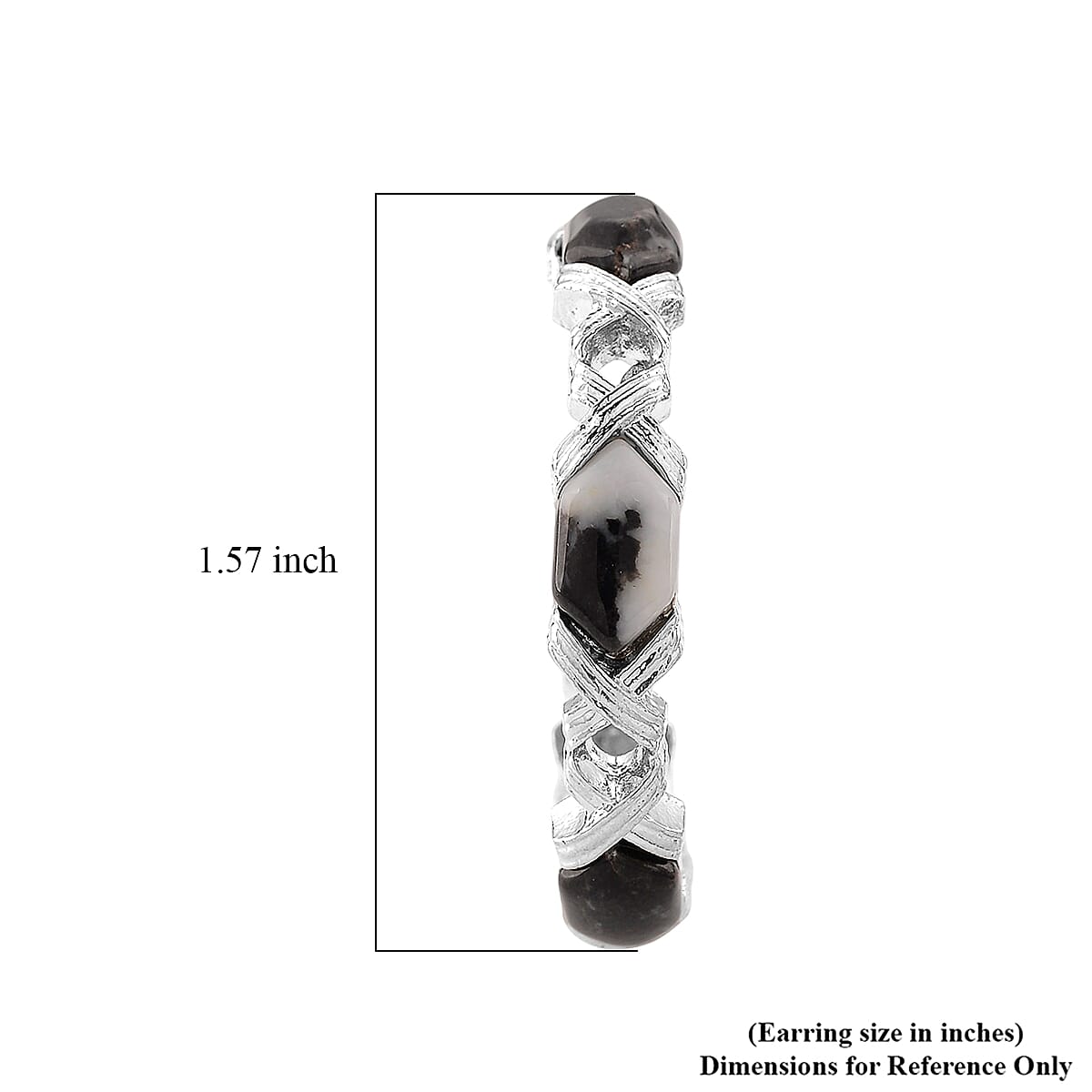 Grey Zebra Jasper 30.00 ctw Molto Kiss Earrings in Silvertone and Stainless Steel image number 5