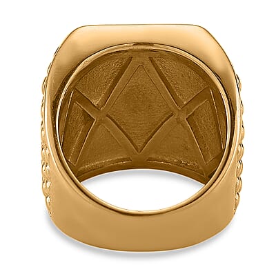 Austrian Crystal Line of Faith Ring in ION Plated YG and Stainless Steel (Size 10.0)