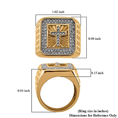 Austrian Crystal Line of Faith Ring in ION Plated YG and Stainless Steel (Size 10.0)