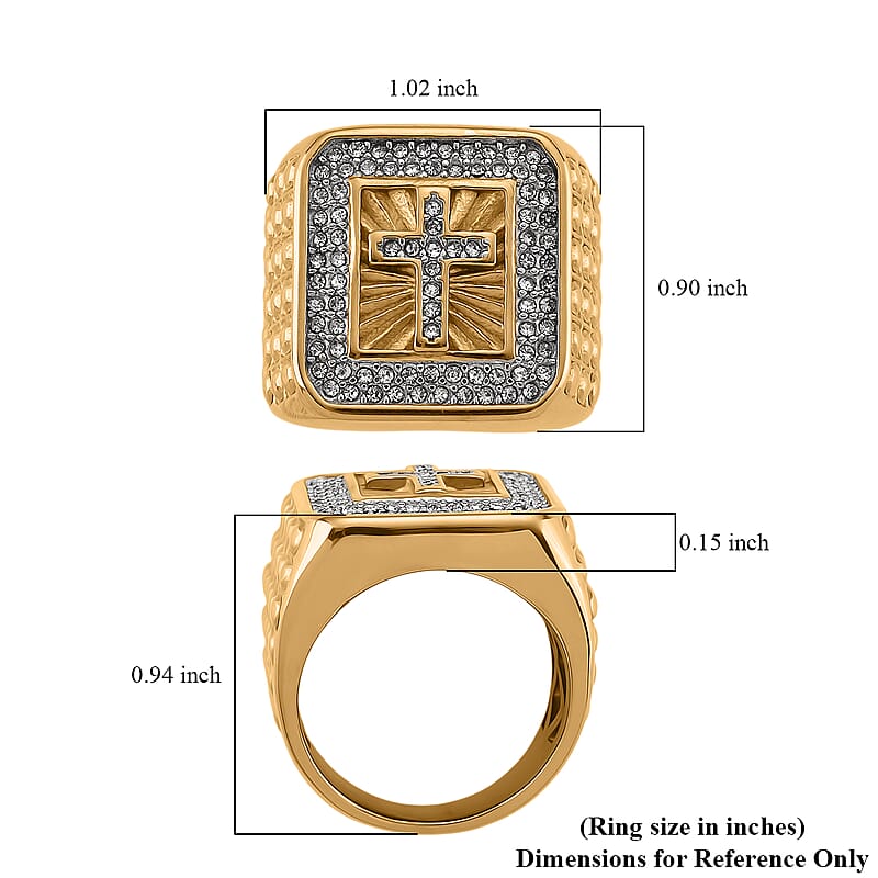 Austrian Crystal Line of Faith Ring in ION Plated YG and Stainless Steel (Size 10.0)