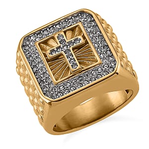 Austrian Crystal Line of Faith Ring in ION Plated YG and Stainless Steel (Size 6.0)