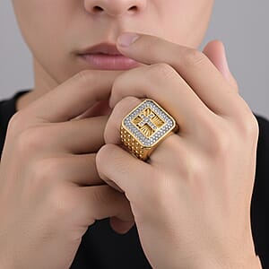 Austrian Crystal Line of Faith Ring in ION Plated YG and Stainless Steel (Size 6.0)