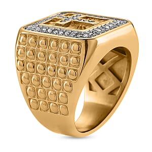 Austrian Crystal Line of Faith Ring in ION Plated YG and Stainless Steel (Size 6.0)