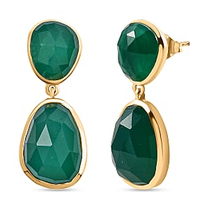 D'Joy Green Onyx 14.60 ctw Earrings in 18K Vermeil Yellow Gold Over Sterling Silver