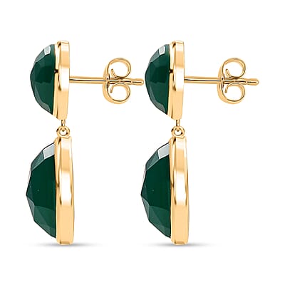 D'Joy Green Onyx 14.60 ctw Earrings in 18K Vermeil Yellow Gold Over Sterling Silver