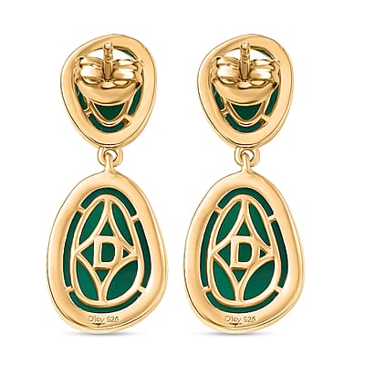D'Joy Green Onyx 14.60 ctw Earrings in 18K Vermeil Yellow Gold Over Sterling Silver