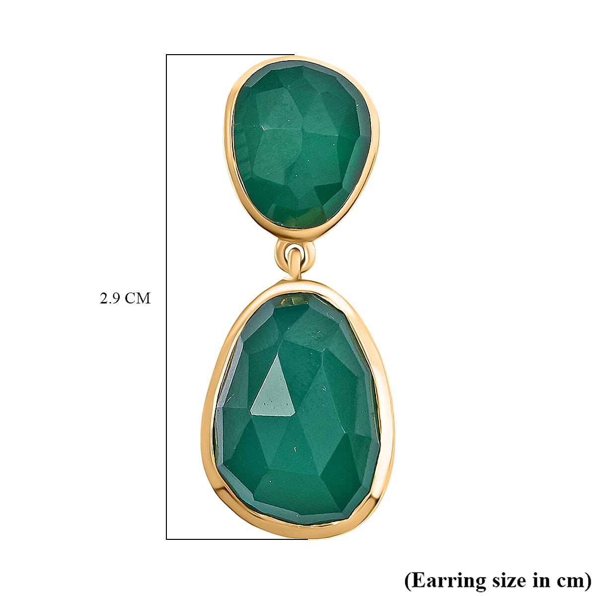D'Joy Green Onyx 14.60 ctw Earrings in 18K Vermeil Yellow Gold Over Sterling Silver